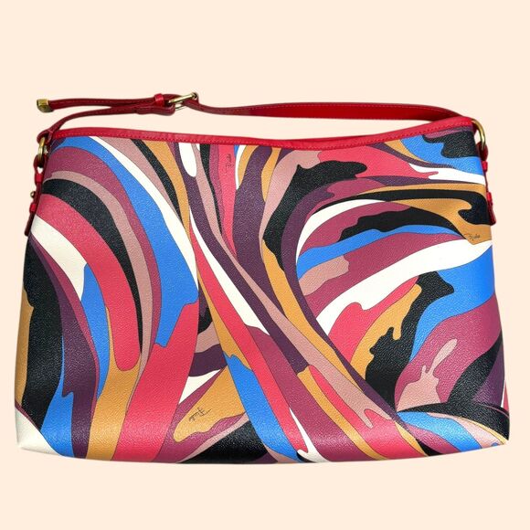 Emilio Pucci Printed Leather Shoulder Bag - Picture 1 of 15